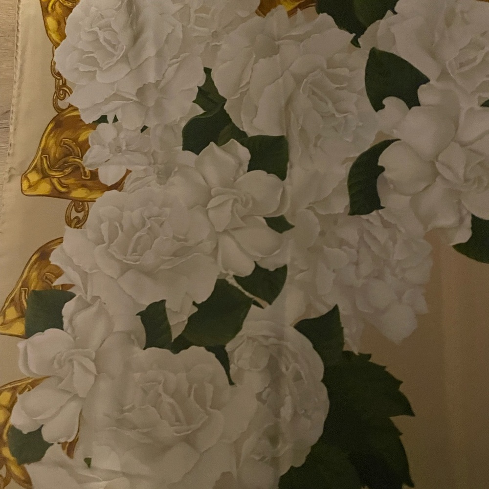 Chanel Gold and Green Floral Silk Scarf - Picture 13 of 13